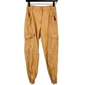 A. Brand Brazilian Brand (36) Fits W24 Leather Cargo Jogger Pants Beige Womens
